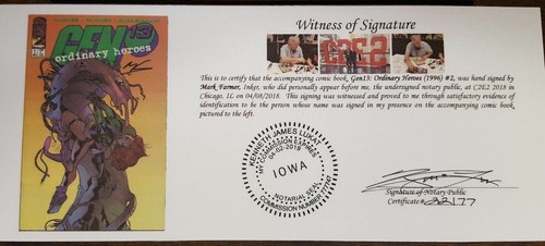 Gen13: Ordinary Heroes (1996) #1 & 2 EACH SIGNED Mark Farmer with Notarized WOS - Picture 17 of 24