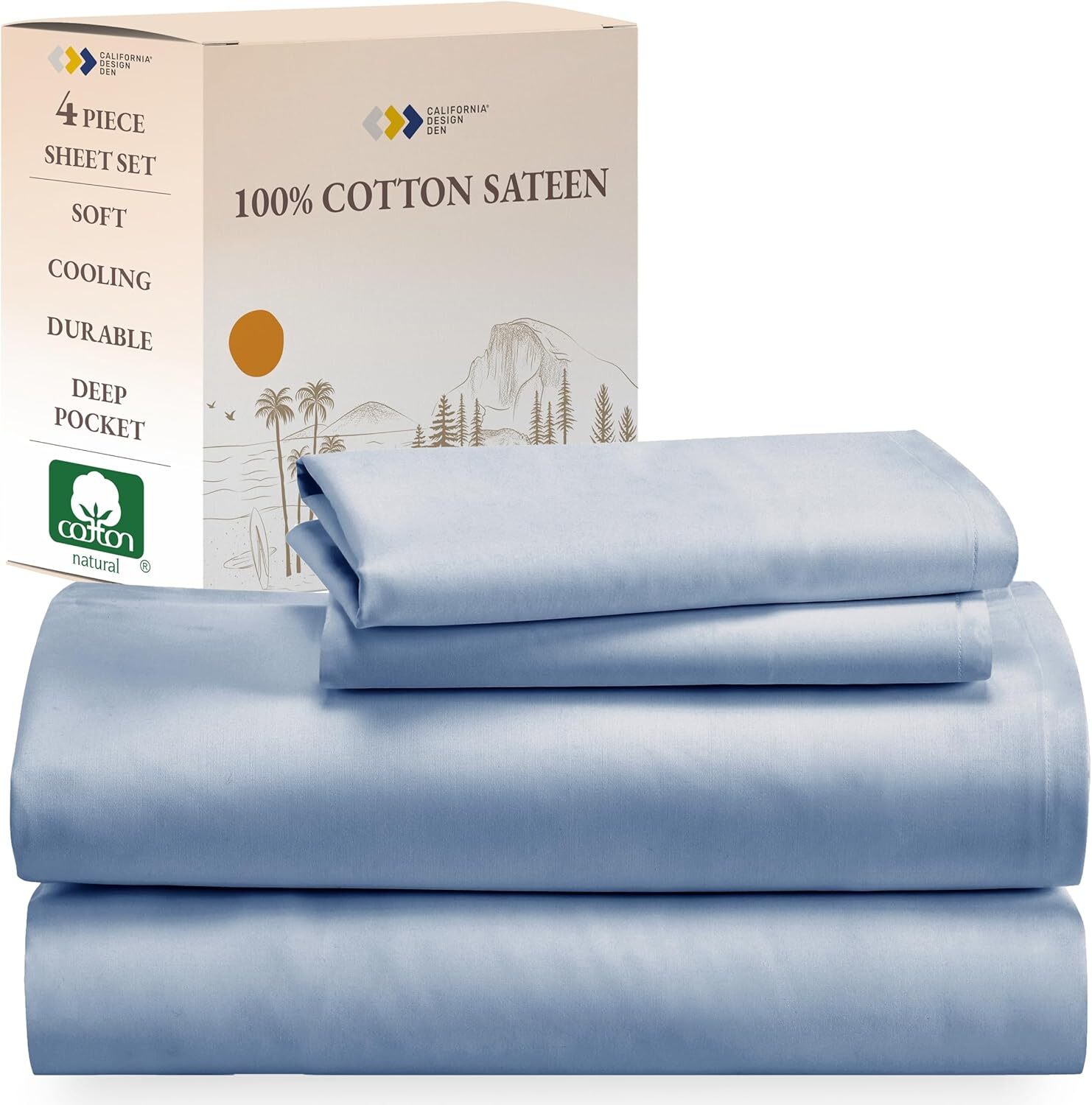 King Size Cotton Sheets Set with Deep Pockets for Comfortable Sleep-image