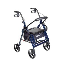 Rollator Duet Dual Function Transport Wheelchair Rolling Walker Assist Blue