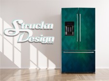 Blue Green Teal Shapes Colorful Fridge Freezer Wrap Side Door Vinyl Decal