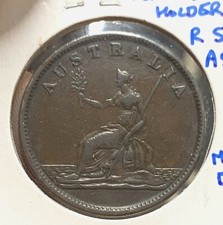 1851 AUSTRALIA MELBOURNE W.J. TAYLOR 1/2 PENNY TOKEN KM TN 244 VF - XF 