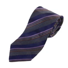 Holt Renfrew Purple on Grey Striped Wool Blend Tie 16907