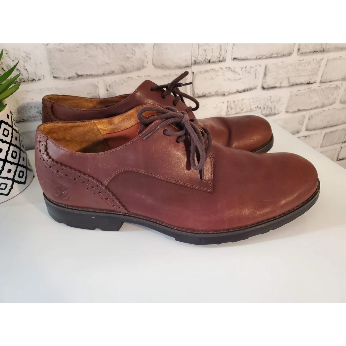 Timberland Men s Brown Leather Waterproof Oxford Shoes Size 12