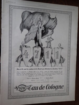 EAU DE COLOGNE Nr. 4711 + Strumpfwaren André GILLIER Pub Papier ILLUSTRATION 1929