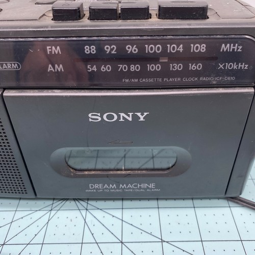 Sony Dream Machine Alarm Clock ICF-C610 AM/FM Radio Cassette Player Fully Tested - Picture 3 of 11