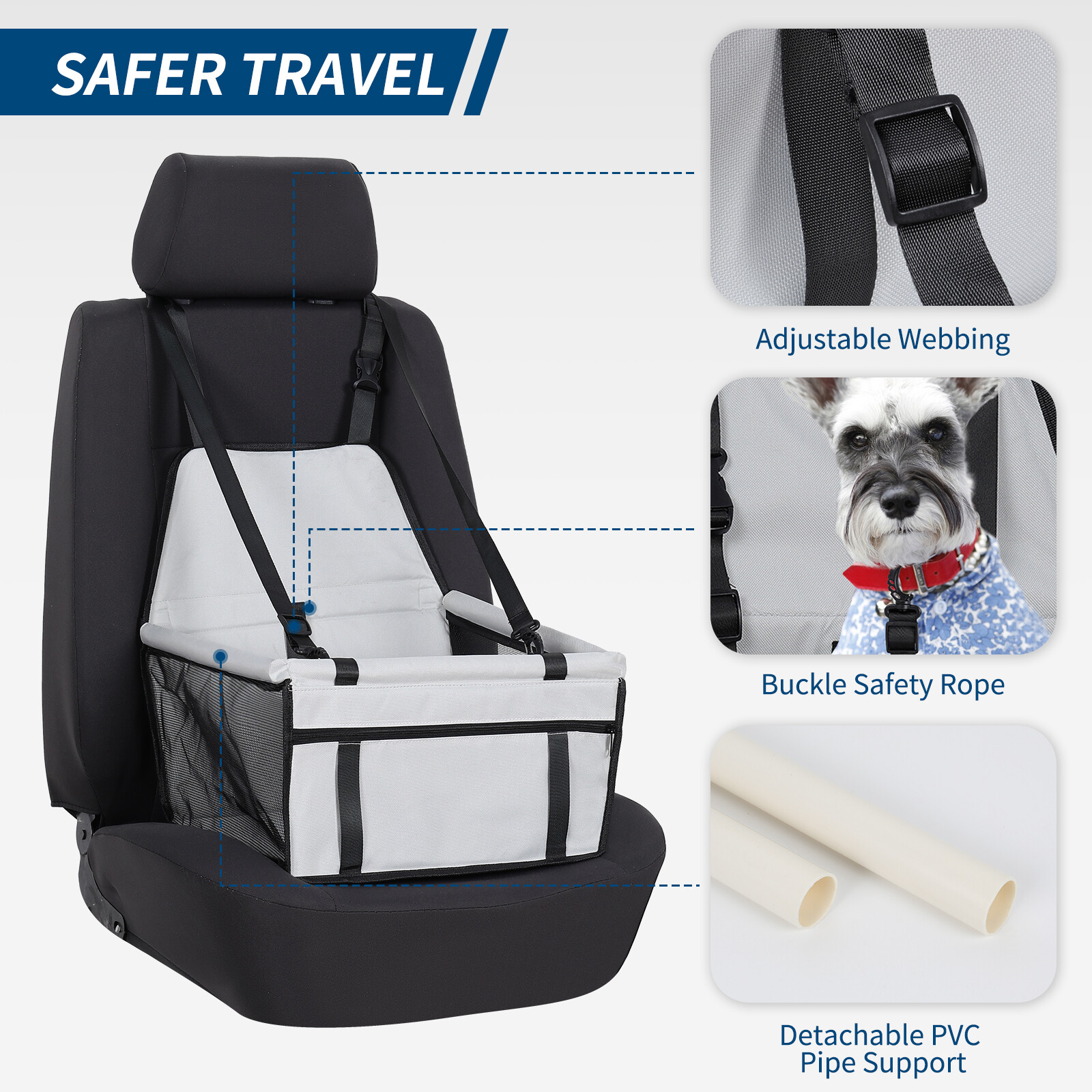 Portable Pet Travel Car Seat Carry Bag Basket Dog Booster Car Seat