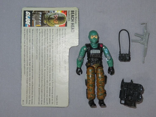 GI Joe 1986 "BEACH HEAD" 100% complete w/ Filecard C8.5+ Vintage ARAH  g.i.