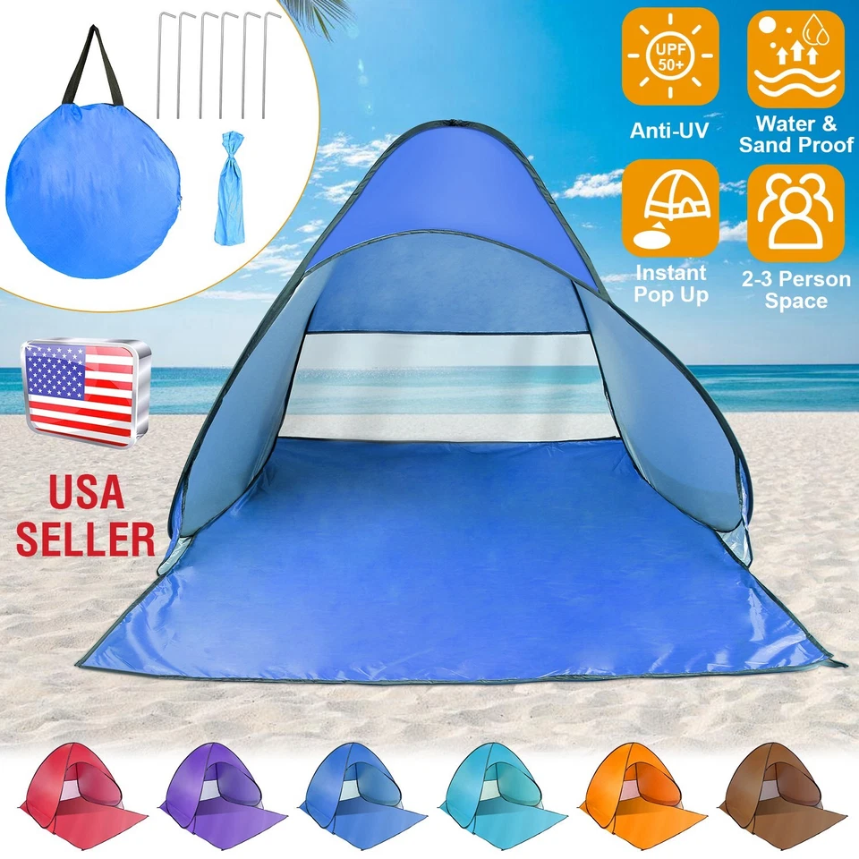 Tienda de Playa Pop Up Sombra Refugio Anti-UV Exterior Playa Camping Peces Toldo NUEVO Foto 2 de 4