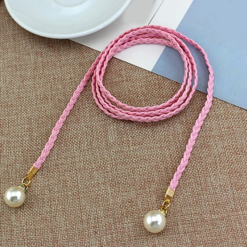 Super Thin Skinny Rope Belt Tie Up Bohemian Pearl Braided Dress Waistband Ḵ - Picture 15 of 18