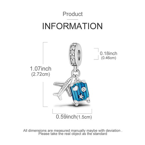 2025 Airplane Luggage Camera Charms CZ For Beacelets Necklace 925 Silver Plated - Picture 144 of 182
