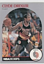 Clyde Drexler Guard Trail Blazers 1990-91 NBA Hoops Card # 245 Hall of Fame NrMt