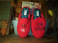 DEARFOAMS WOMENS DEAR SANTA I CAN EXPLAIN HOUSE SLIPPERS SHOES SIE MEDIUM 7-8