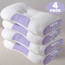 4PK Ergonomic Orthopedic Contour Knitted Massage Pillow Sleep Purple Lavender