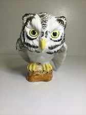 Large Vintage Ceramics Paint Owl Figurine Signed