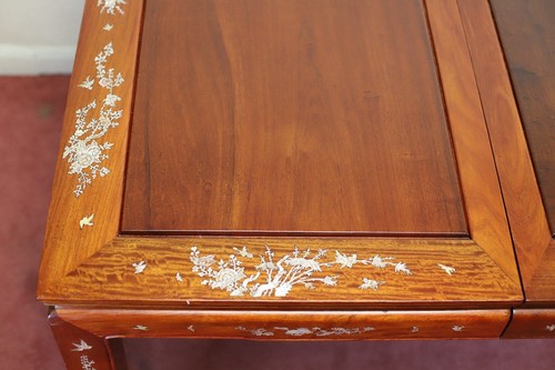Stunning Asian Hardwood And Mother-of-pearl Inset Dining Table And Eight Chairs - Picture 6 of 24
