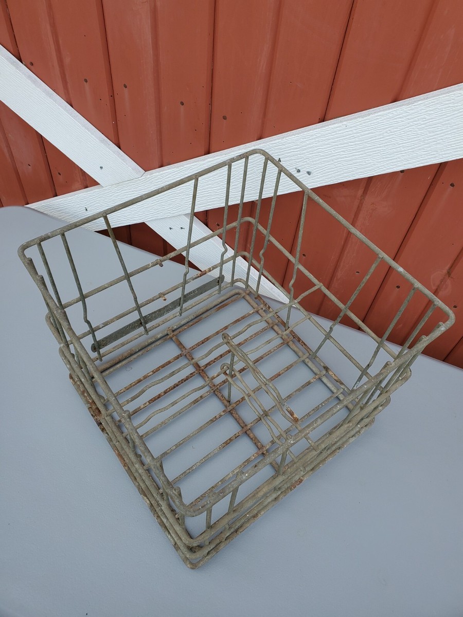 Vintage Galv Metal Milk Crate Equity Dairies Inc Lima Ohio 1-59 w