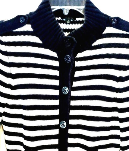 Talbots Pullover OP Strickjacke dunkelblau weiß gestreift Maritim Militär Strand - Bild 5 von 7