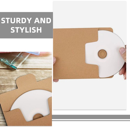 100 Pcs Disc Bag File Envelope for Documents Dvd Sleeves Cardboards - Afbeelding 5 van 12
