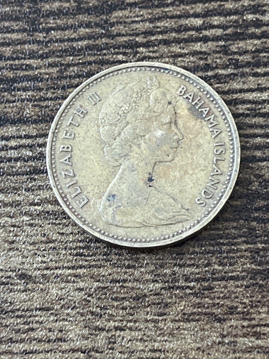 1969 Bahamas 1 One Cent Queen Elizabeth II Starfish Actual Coin