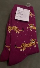 NWT Kohls Womens Novelty Crew Socks Purple Cheetahs Size 9-11. Cute Design New