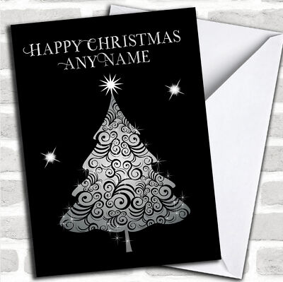 Pretty Silver Twinkly Tree Weihnachten personalisierte Karte