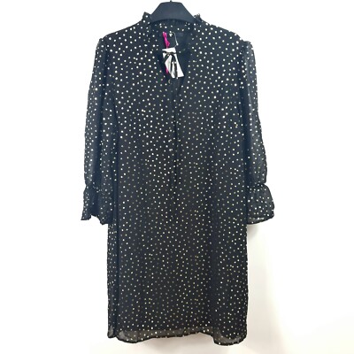 V by Very - NEU - Etuikleid mit Foliendruck - schwarz - Größe 14 - UVP 35£