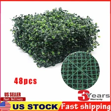 48 PCS 10" X 10" Grass Wall Artificial Boxwood Panels Boxwood Hedge UV for Fence