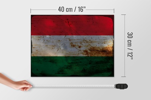 Holzschild Flagge Ungarn 40x30 cm Flag of Hungary Rost Deko Schild wooden sign - Picture 5 of 5