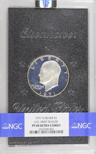1971 S Silver $1 U.S. Mint Sealed NGC PF 68 Ultra Cameo