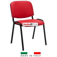 Sedia Ecopelle Rosso Lavabile Per Sala D' Attesa Da Ufficio Studio Made In Italy
