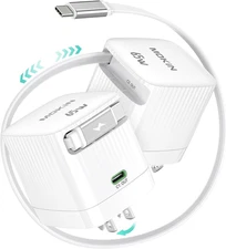 Retractable Wall Charger, 65W GaN PD/PPS Fast USB C Charger Block with Retractab