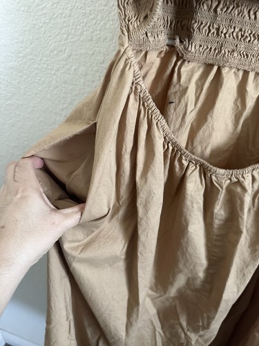Vestido midi ajustado y acampanado espalda abierta con bolsillos algodón popelina talla mediana - Imagen 9 de 12