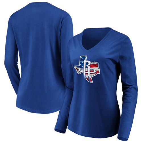 Women's Royal Houston Rockets Banner State Long Sleeve V-Neck T-Shirt