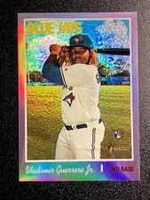 2019 Topps Heritage VLADIMIR GUERRERO JR Purple Refractor Rookie Card SP Jays. rookie card picture
