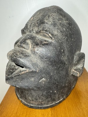 African Hand Carved Wooden Helmet Mask Congo/ Yaka/ Suku Ethnographic Art