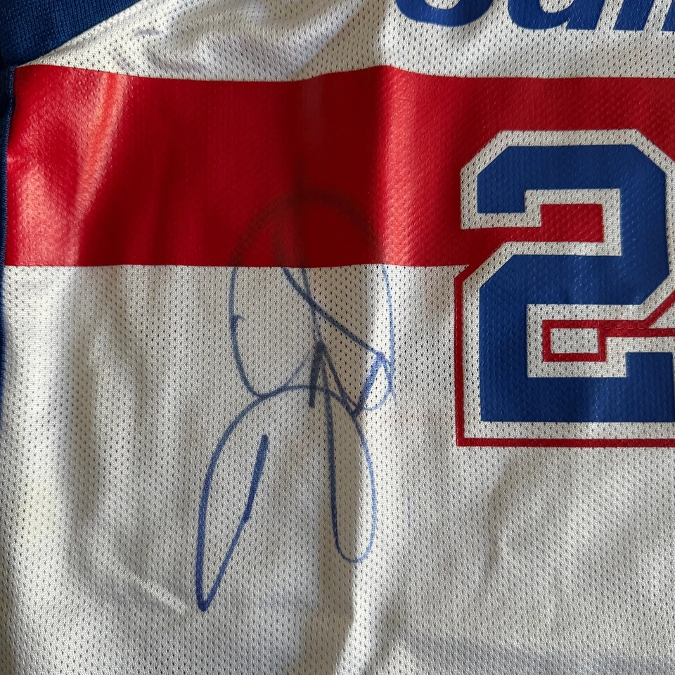 Camiseta deportiva autografiada del equipo Michael Jordan 2002-03 Washington Wizards HWC juvenil L Foto 3 de 4