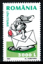 Romania 2003, Mi#5728, Sc#4578, Easter, rabbit, hare, letter, MNH!