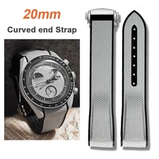 Curved End 20mm Silicone Strap for MoonSwatch Omega Swatch Watch Band Waterproof