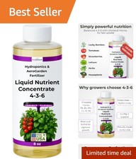 Hydroponic Liquid Plant Fertilizer 8oz - Boost Growth for Indoor Gardens  More