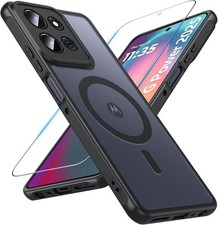 for Motorola Moto G Power 2025 Case Magnetic, Translucent Matte Shockproof Black