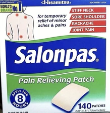 Salonpas 140  Pain Relieving Patches External Arthritis Back Relief EXP 11/2026