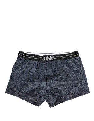 Dolce & Gabbana Dark Blue Logo Cotton Regular Boxer Men's Underwear