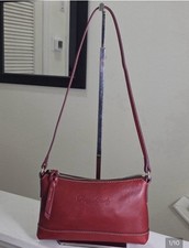 Dooney Bourke Small Red Pebbled Zip Top Shoulder Bag Lined Detach Strap