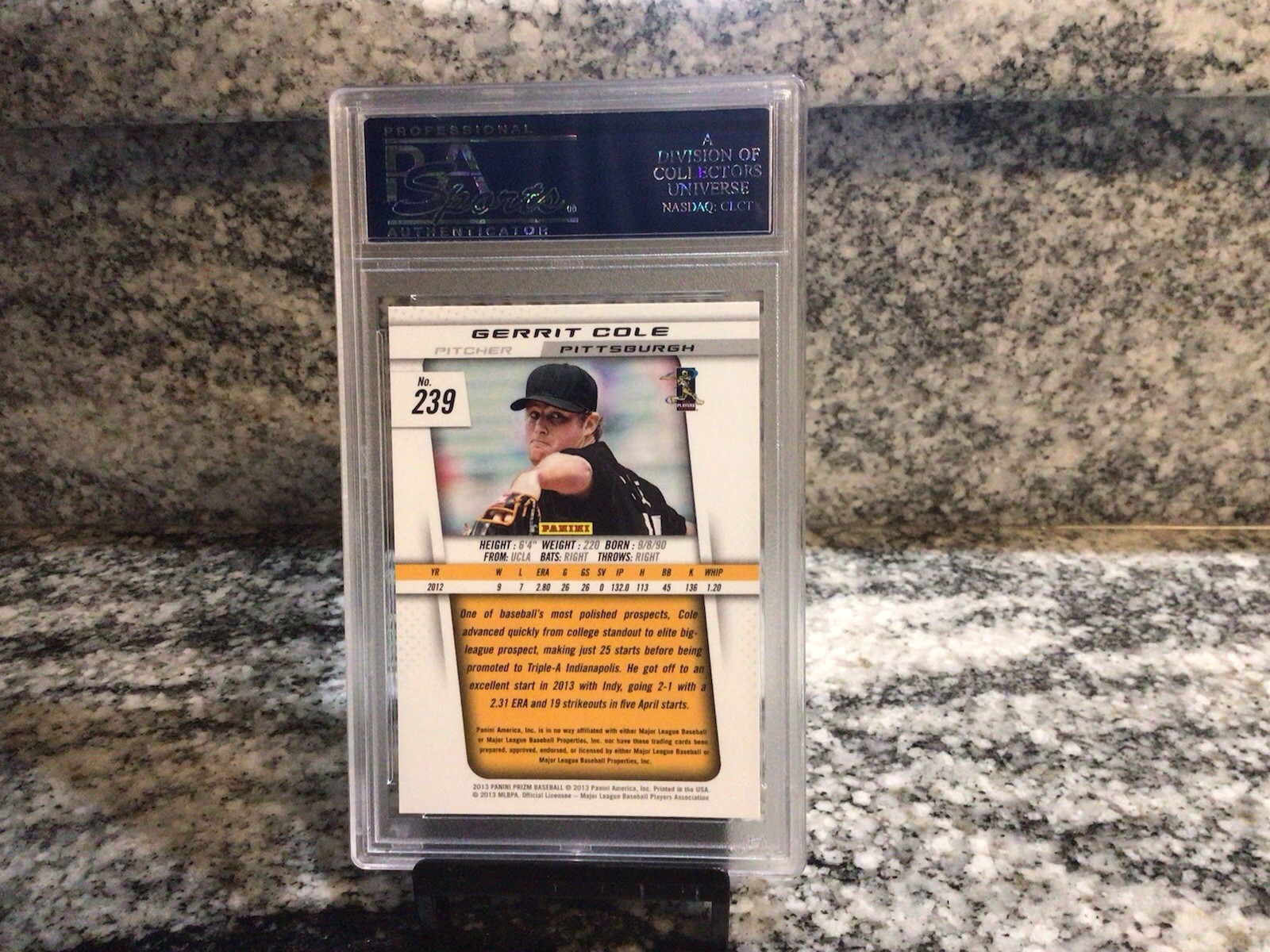 2013 Panini Prizm Gerrit Cole Rookie Card #239 PSA 10 Gem Mt RC Chrome Prizm  view 9