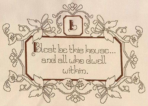 Vtg Completed Cross Stitch "Blest Be This House..." Housewarming Blessing - Picture 2 of 2