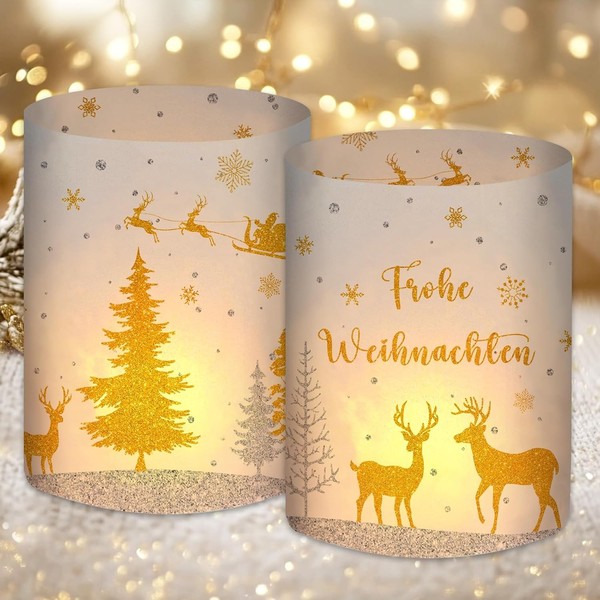 Windlicht Tischdeko Weihnachtsdeko 12 StüCk FüR Teelichter Kerzen Innen Deko-image