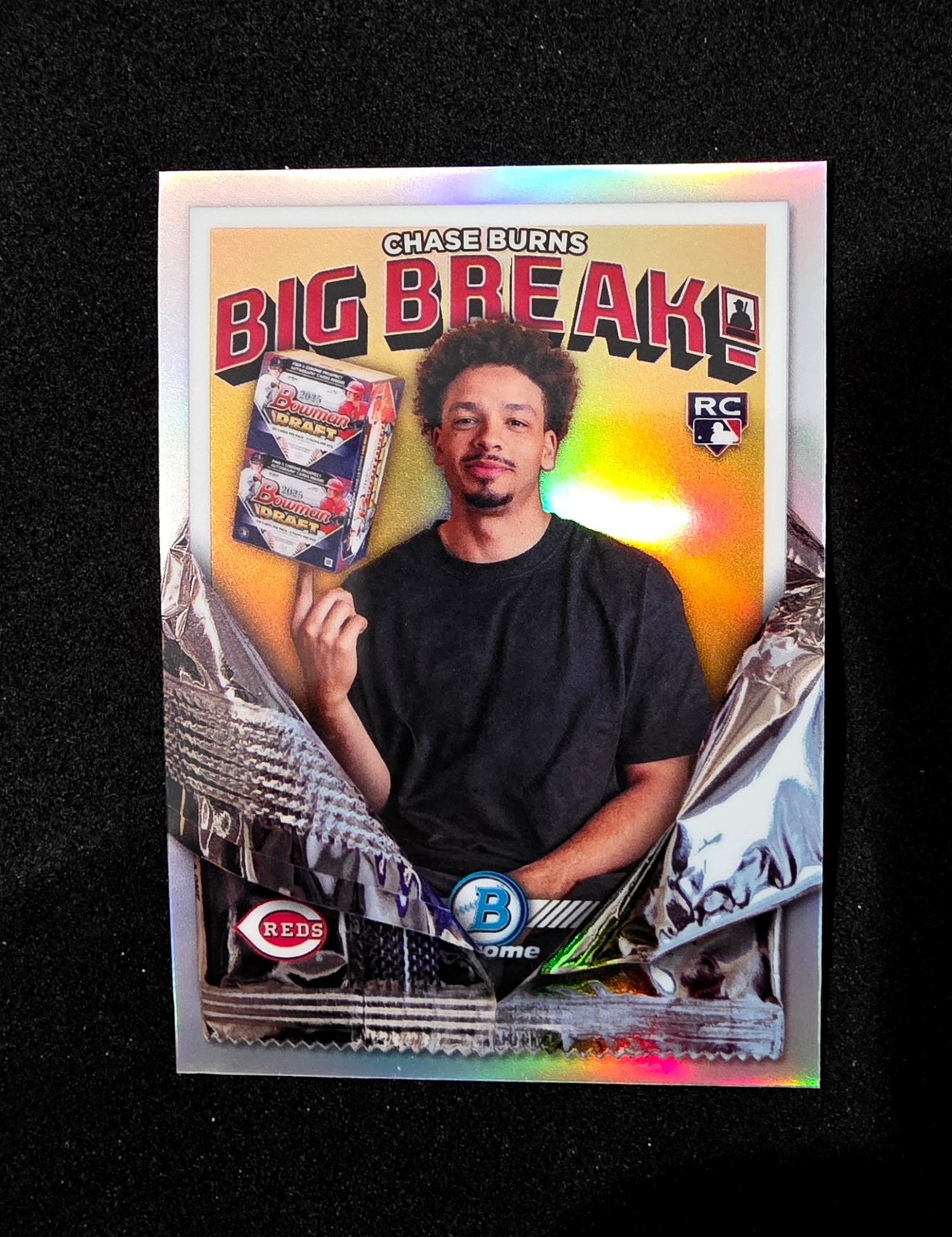 2026 Bowman Chrome #BB-5 Chase Burns RC Big Break Refractor Insert Reds