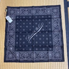 RRL Ralph Lauren Black Center Logo Bandana Scarf Unisex Casual New with Bag