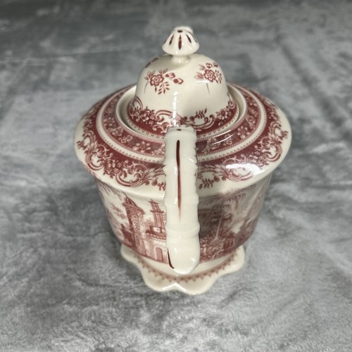 Burton & Burton “Red Toile” Decorative Porcelain Pedestal Teapot - Picture 5 of 8