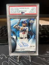 2025 Topps Chrome Black Encased Andy Pages BLUE Auto Dodgers /150 PSA 9 AUTO 10